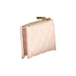 Guess Jeans Pink Polyethylene Wallet with quilted design, gold-tone zipper closure, and compact square shape.